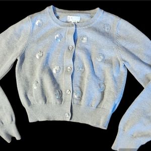 1989 Place Girls 7/8 Grey Cardigan With Silver Sequin Dots
